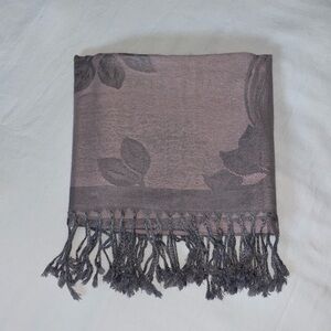 Soft pink and gray Floral Pashmina Scarf NEW
